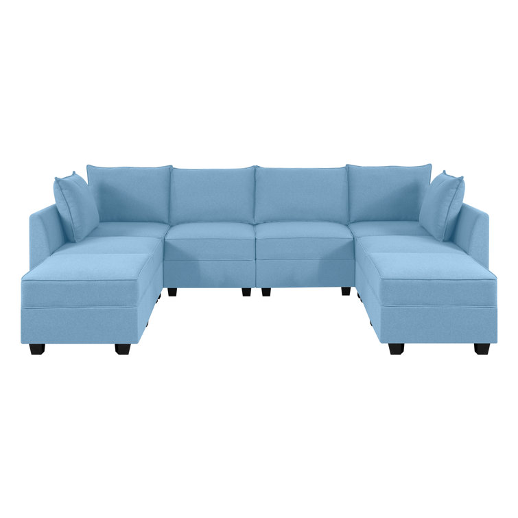 Latitude Run® Zymia 6 Seater U shaped sofa with Double Ottoman Wayfair